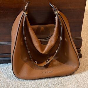 MICHAEL KORS Cognac Pebbled Leather Shoulder Bag